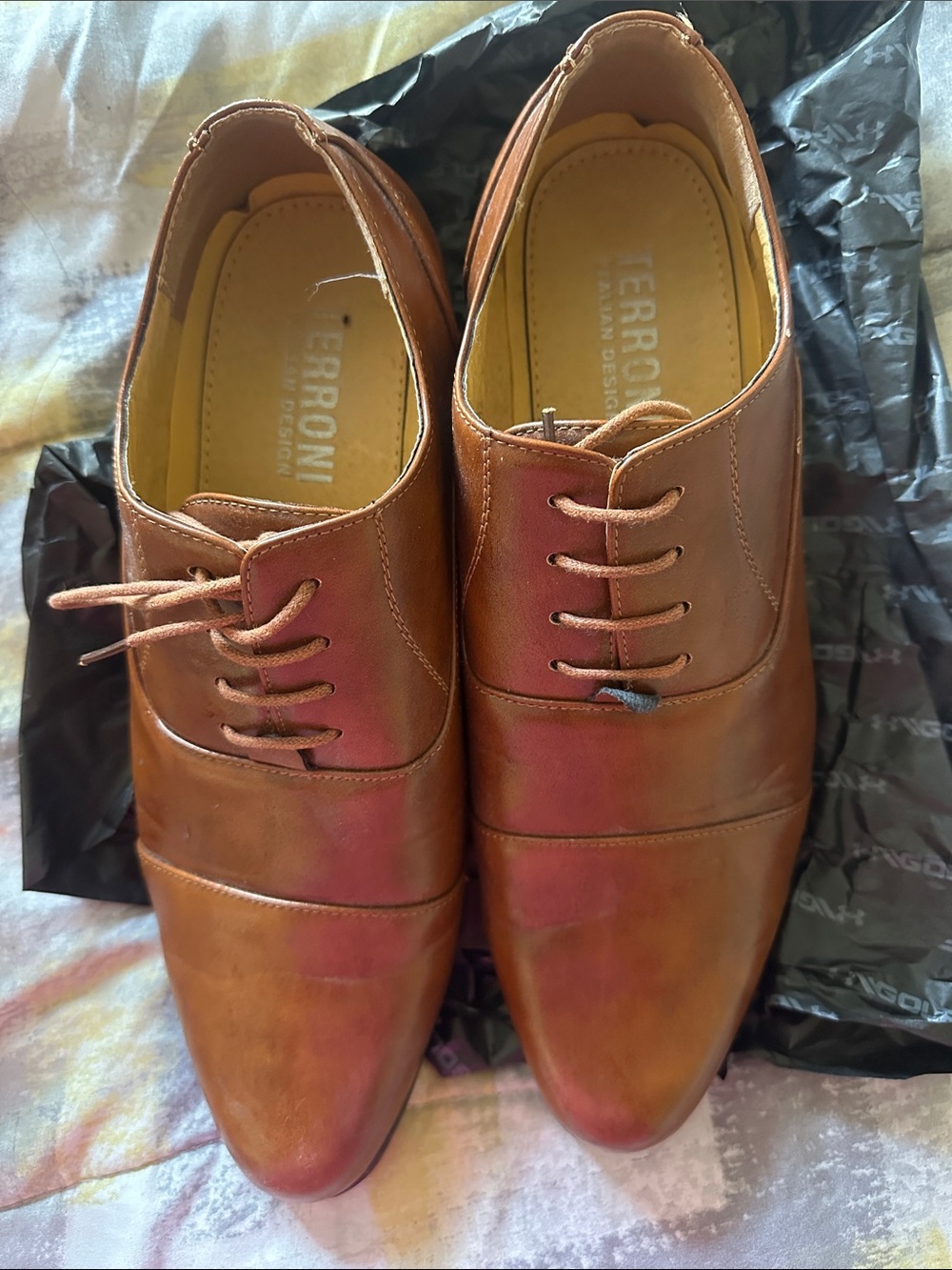 Men’s Tan Leather Lace-Up Oxford
